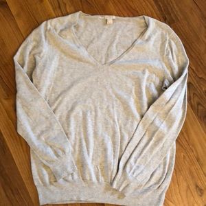 Lightweight gray v-neck sweater